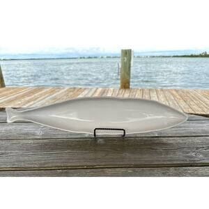 Home Essentials White Porcelain Olive Dish Hors D'oeuvres Plate 19.5” Long
